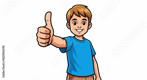 Happy Boy Giving Thumbs Up Gesture.