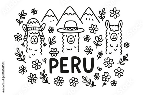 The image has a whimsical and playful feel to it, with the llamas wearing hats