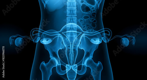 Medical X-ray Image of Female Reproductive System for Educational Use