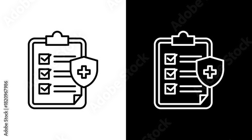 Insurance Planning White Icon Set Design