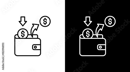 Cash Flow Management White Icon Set Design