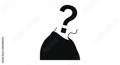 Question mark head silhouette of a person in a suit silhouette
