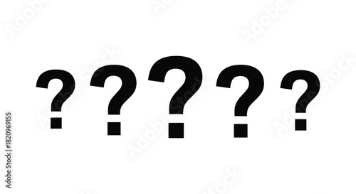 Row of question marks in black and white silhouette