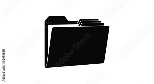 Office file folder icon with documents and papers silhouette