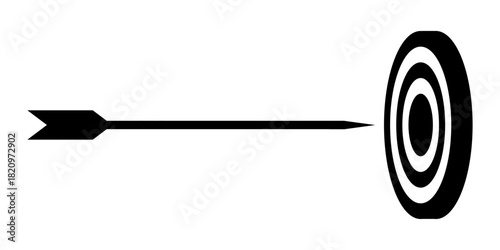 Target and Arrow Icon Symbol Silhouette. Goal Achievement Concept. Vector Illustration.