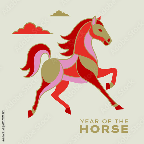 Chinese New Year 2026 Horse Vector Illustration