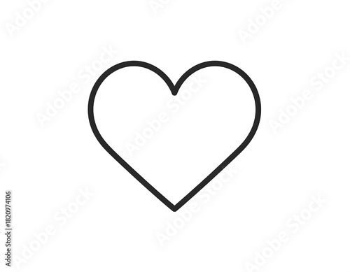 A simple, outlined heart shape, centered on a plain white background