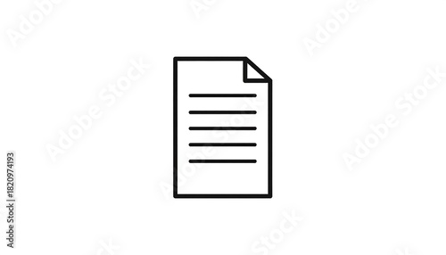 A simple, outlined icon of a paper sheet with lines and a curled upper-right corner on a white background