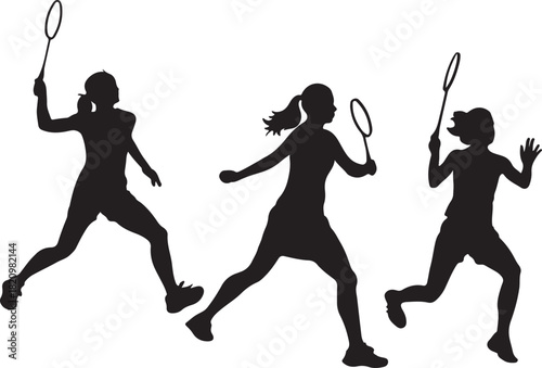Badminton Player Silhouette Set – Jump 