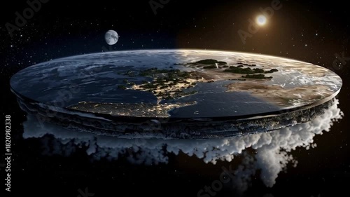 An animation demonstrating the concept of day and night on a flat Earth model