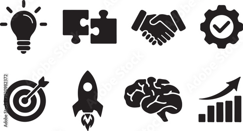 set of vector icons business growth concepts 