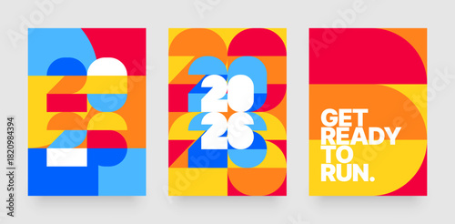 Layout design template with geometric shapes. World event of 2026. Sports posters for match, tournament or invitation. 