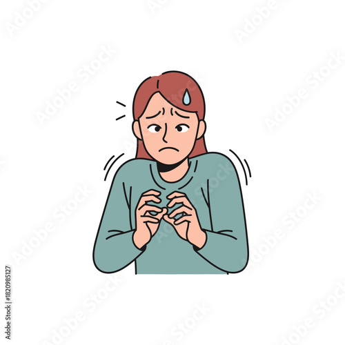 Anxious woman feeling nervous and scared.