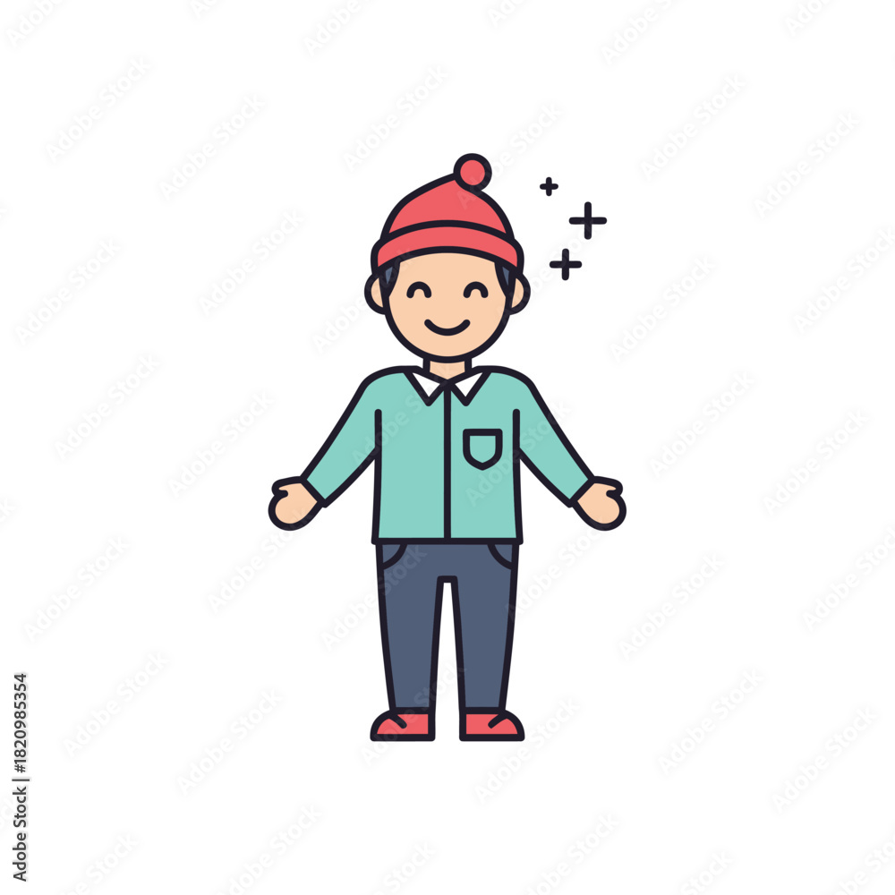 Fototapeta premium Happy boy in winter clothes with a cheerful expression.