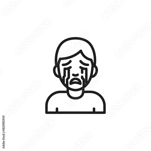 Sad Person Crying with Tears of Sorrow.