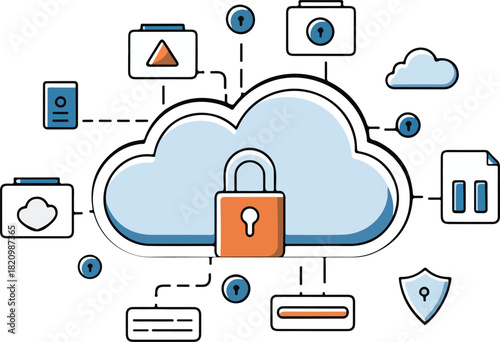 Cloud computing security and data protection concept.