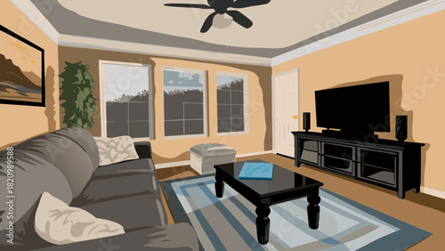 Modern Cartoon Living Room Interior
