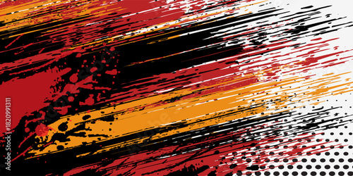 Sublimation jersey design vector grunge brush splash background, techno sporty elements wallpaper, black white yellow pink color combination, sportswear shirt. eps 10