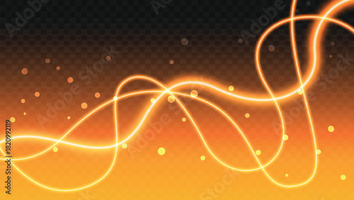 Elegant golden light trails create a dynamic design element, ideal for modern projects requiring a touch of radiant, energetic, and vibrant flair