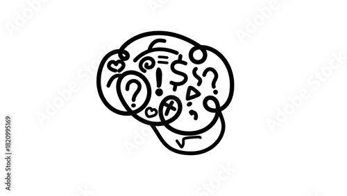 Mind symbol, black isolated silhouette