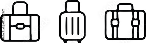 three travel bag line icon set vector design icons collection 