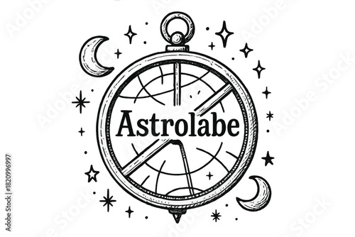Clock with the word astrolabe written on it