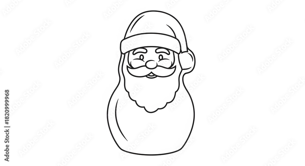 Fototapeta premium Outline illustration of Santa Claus cookie on white background