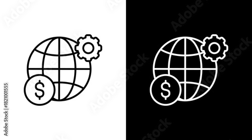 Global Financial System White Icon Set Design