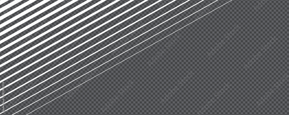 Naklejka premium Gradient transition lattice with clean diagonal line gradation and stripe vector texture. Transparent bg highlights contrast spacing for minimal abstract geometry.
