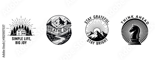 Inspirational designs featuring nature, gratitude, and strategic thinking