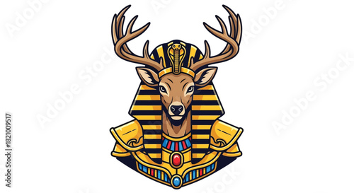 Egyptian Pharaoh Deer Head Illustration