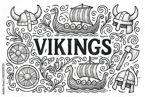 Vikings are depicted in a black