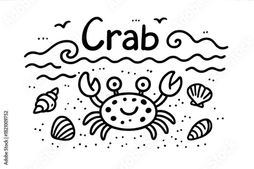Crab is sitting on a beach with shells around it
