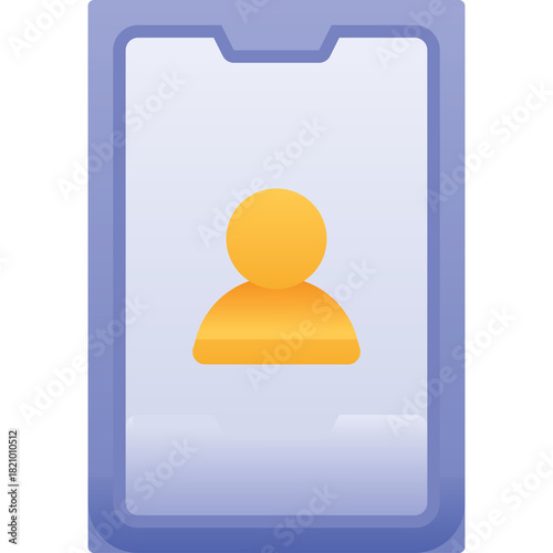 Digital illustration of a smartphone screen displaying a generic user profile icon with a soft purple and white gradient background symbolizing digital identity and user interface elements