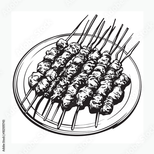 hand drawn vector illustration of a satay