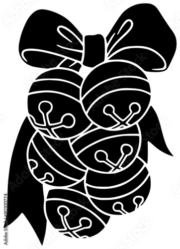 christmas illustration holiday silhouette celebration logo bell icon winter outline festive jingle red decor traditional ornament december season merry shape with vector graphic background