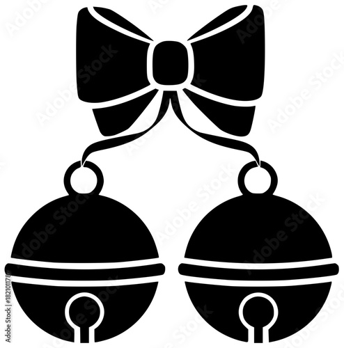 christmas illustration holiday silhouette celebration logo bell icon winter outline festive jingle red decor traditional ornament december season merry shape with vector graphic background