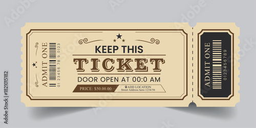 Tickets, Admit One Tickets, Multipurpose retro ticket