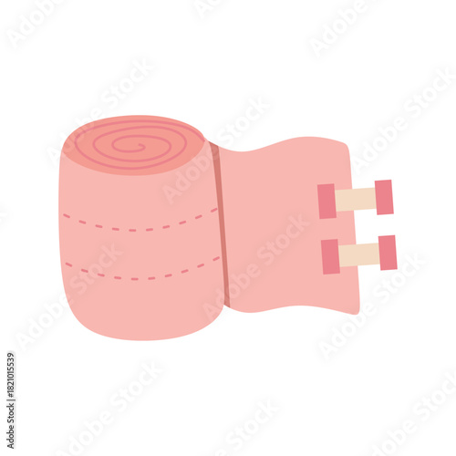 Flat Illustration of Rolled Gauze Bandage for First Aid