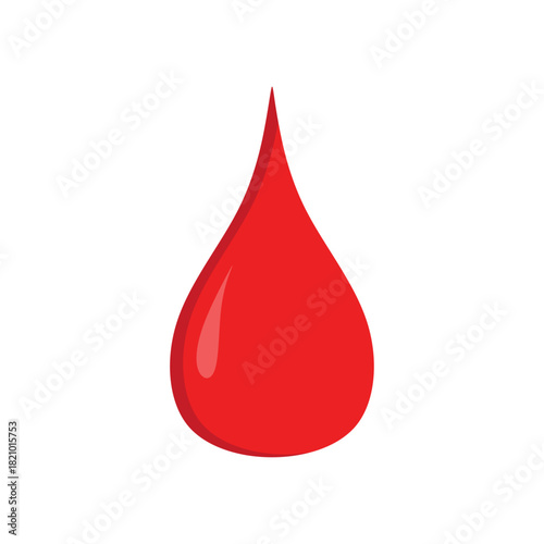 Flat Illustration of Red Blood Drop for Medical Concept