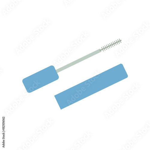 Flat Illustration of Mascara Tube and Wand for Eye Makeup