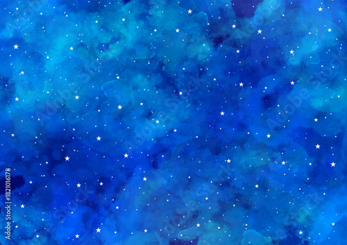 Hand painted watercolour background of a starry night sky 
