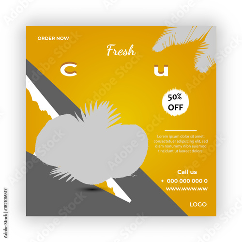 Fresh coconut social media post template 