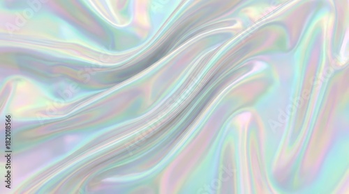 Iridescent fabric with soft folds and subtle pastel colors creating a flowing and elegant design