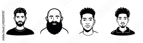 Diverse male portraits: young and mature men of varying styles