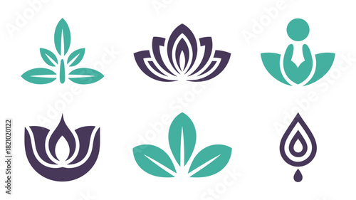 Nature wellness logo symbol set