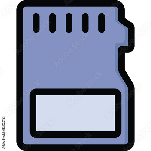Close Up Of A Lavender Micro SD Card Memory Storage For Digital Devices On A Transparent Background Minimalist Icon Design