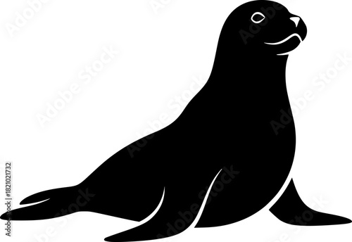 a black silhouette of a seal 