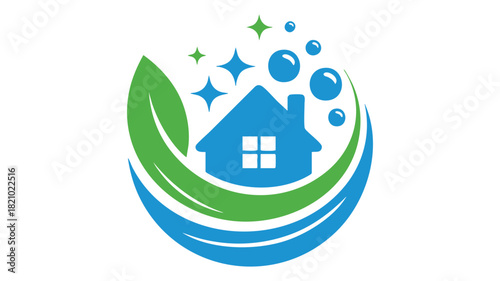 Eco friendly home cleaning logo