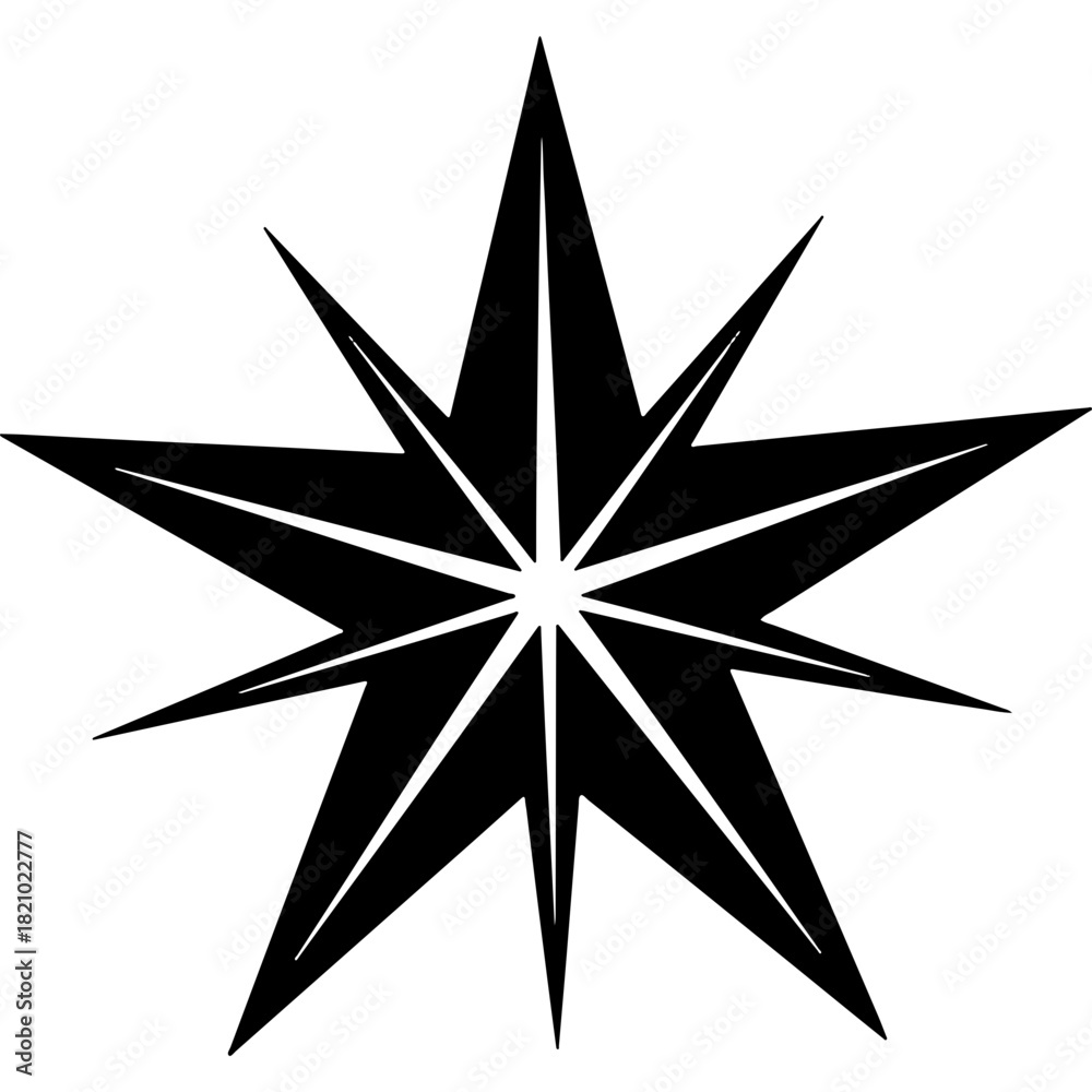 Obraz premium Bold Woodcut Style Exploding Star Vector Illustration for New Year 2026, Festive Celebrations, and Graphic Design Assets